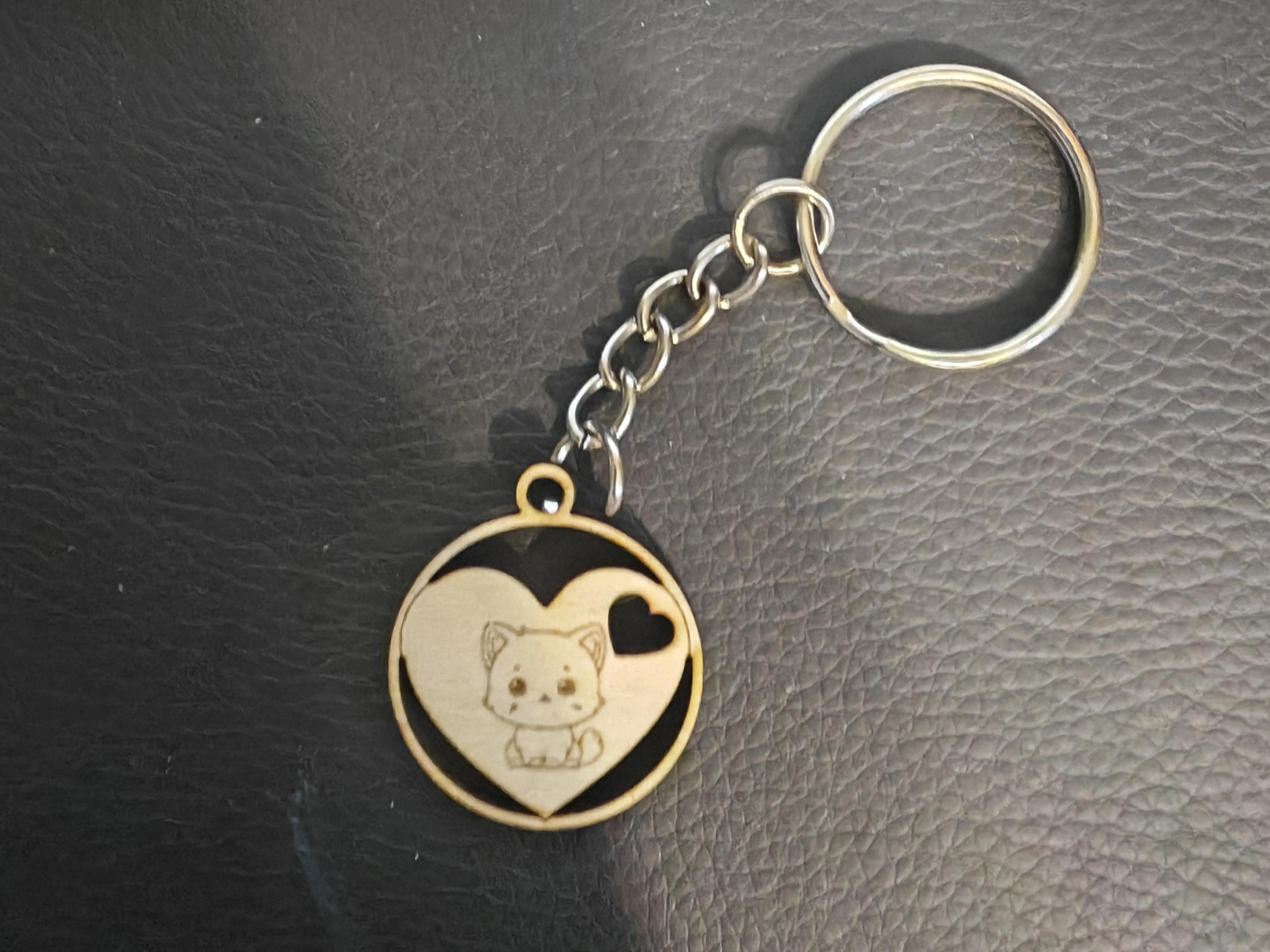 Heart and Kitten Keychain laser cut keychain idea for women
