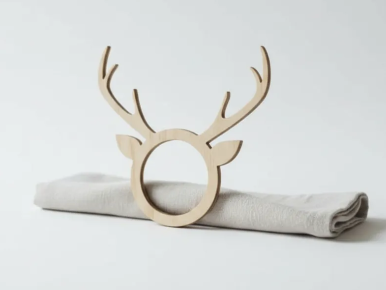 Laser Cut Wooden Reindeer Napkin Ring Holder