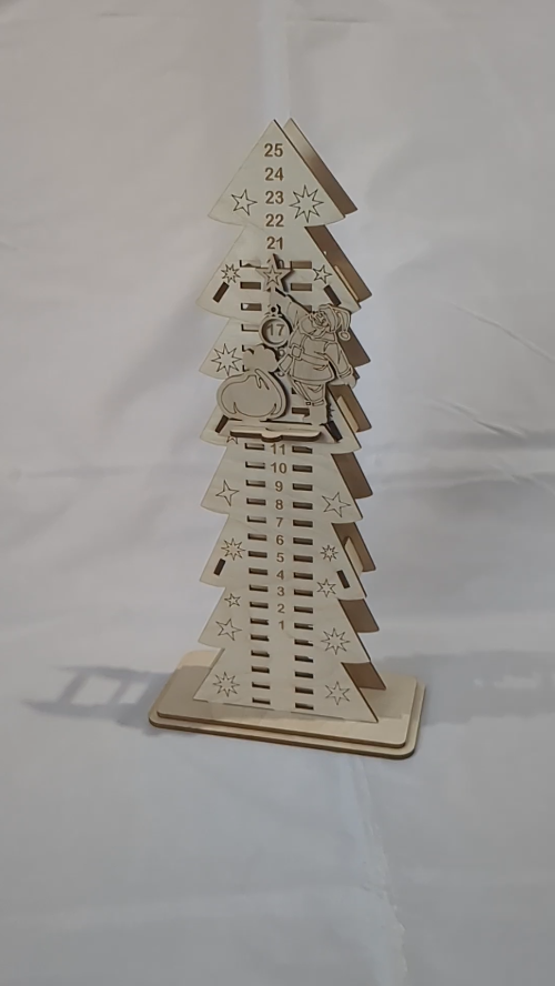 [Laser cut and engrave] Christmas Tree Advent Calendar, Santa Star Design, Laser Cut Vector Model, XMAS Project.