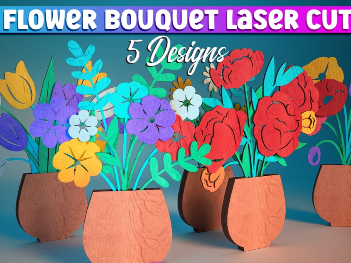 Flower Bouquet Laser Cut. Wooden Bouquet. Mother's Day Gift Bundle flower craft idea