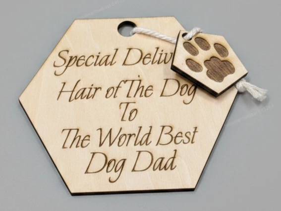 Etiqueta de regalo para botella de vino, "Special Delivery" para el mejor papá perruno del mundo