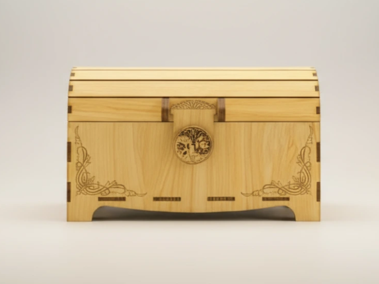 Laser-Engraved Treasure Chest Box gift box design