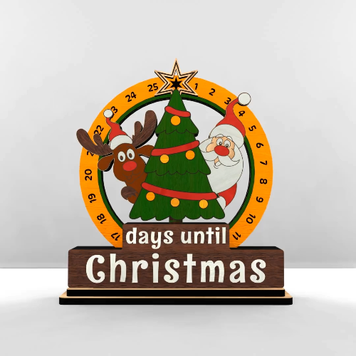 [Laser cut and engrave] Christmas Countdown Calendar | Santa & Reindeer Advent Laser Cut File