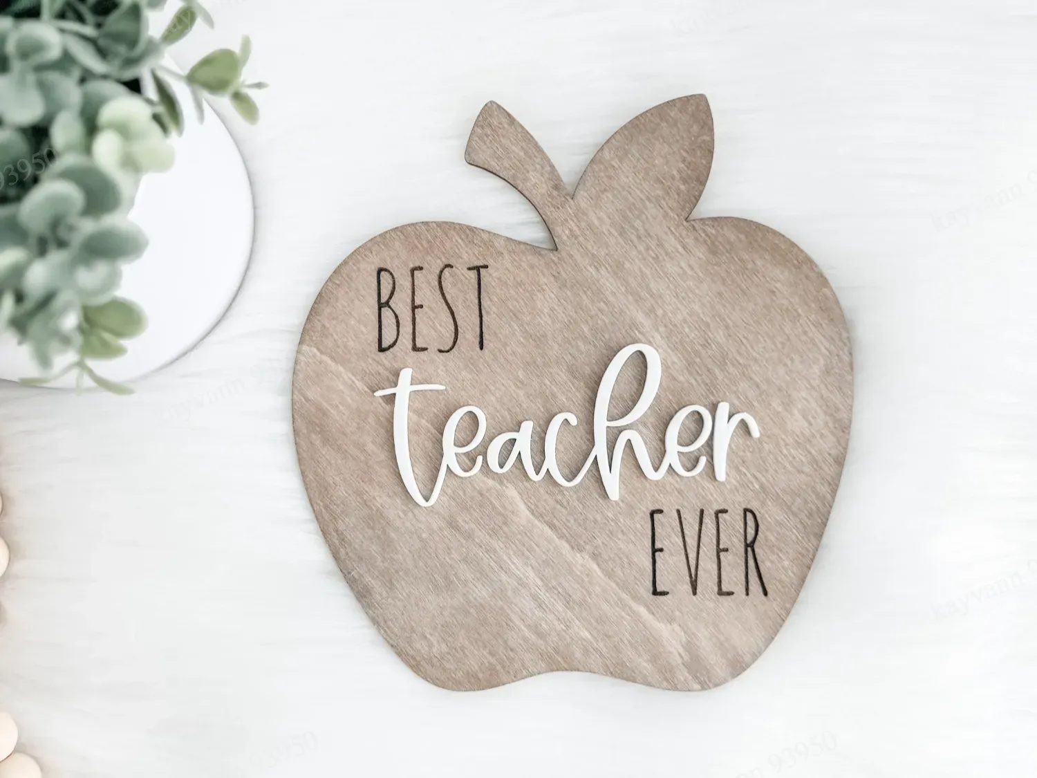 "Best Teacher Ever" Apple Plaque teacher gift design