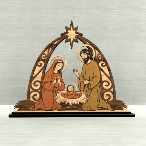 [Laser cut and engrave] ✨ Nativity Scene Laser Cut Files — Holy Family Christmas Decoration