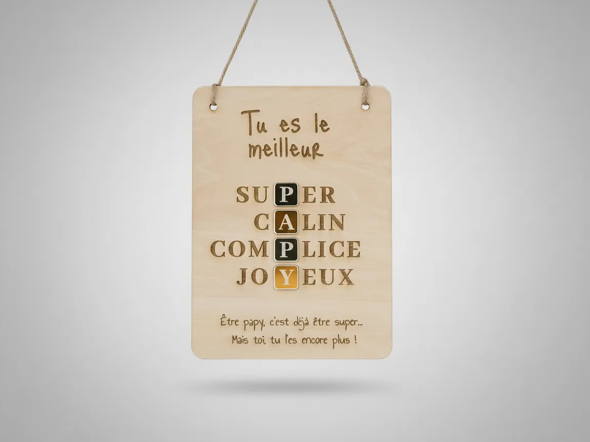 Panneau pour les Papy - lasergeschnittenes Holz-Hängeschild mit französischem Text für Opa