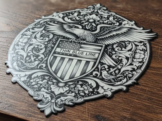 Thin Blue Line Eagle on Acrylic — free American flag wall art project file on Atomm