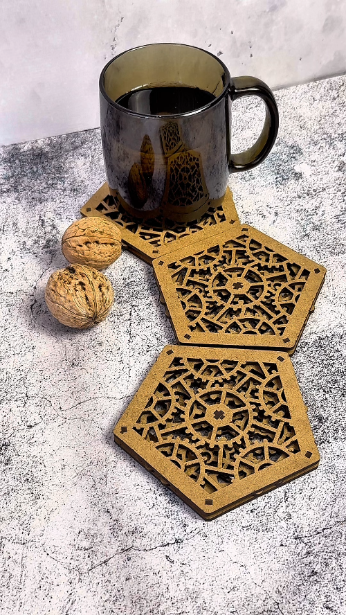 [Laser cut and engrave] Mechanical Coasters Laser Cut Bundle, Pentagon Kinetic Coasters, Gift for Dad SVG
