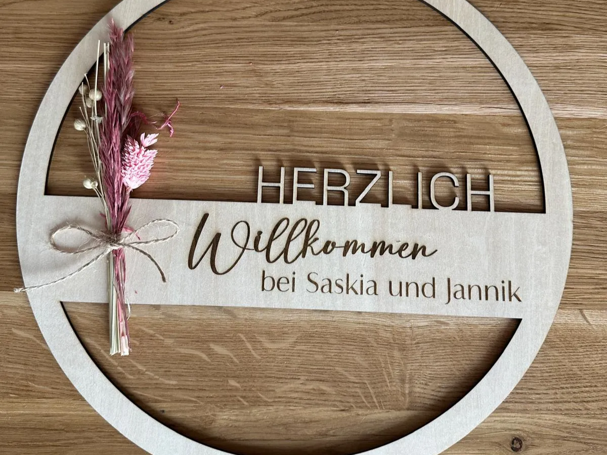 Panneau de bienvenue en bois personnalisé Herzlich Willkommen modèle de panneau de bienvenue