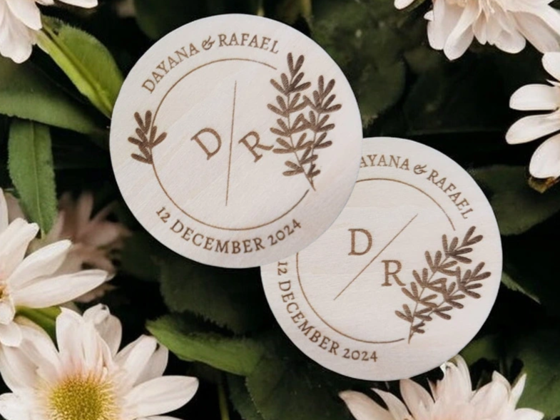 Wedding Souvenir Magnets with Initials & Date wedding favor idea