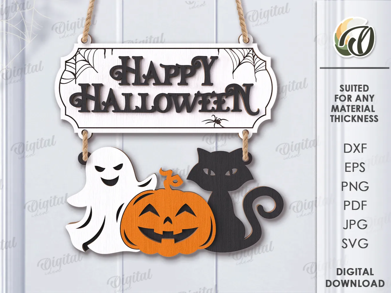 Panneau de porte d'entrée Halloween en couches 3D modèle de panneau de bienvenue