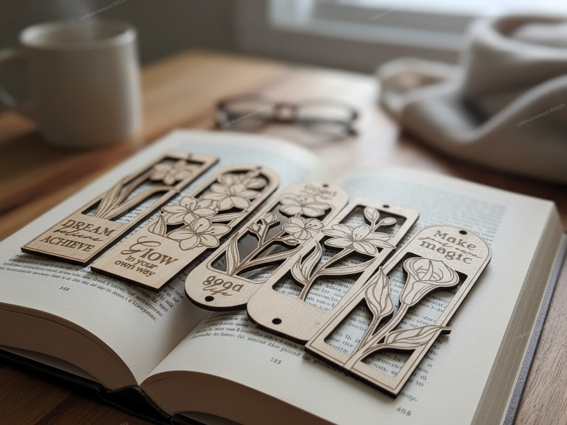 Floral Wooden Bookmarks with Inspirational Quotes bookmark design