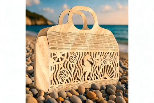 [Laser cut and engrave] Beach Bag with Marine Life Design