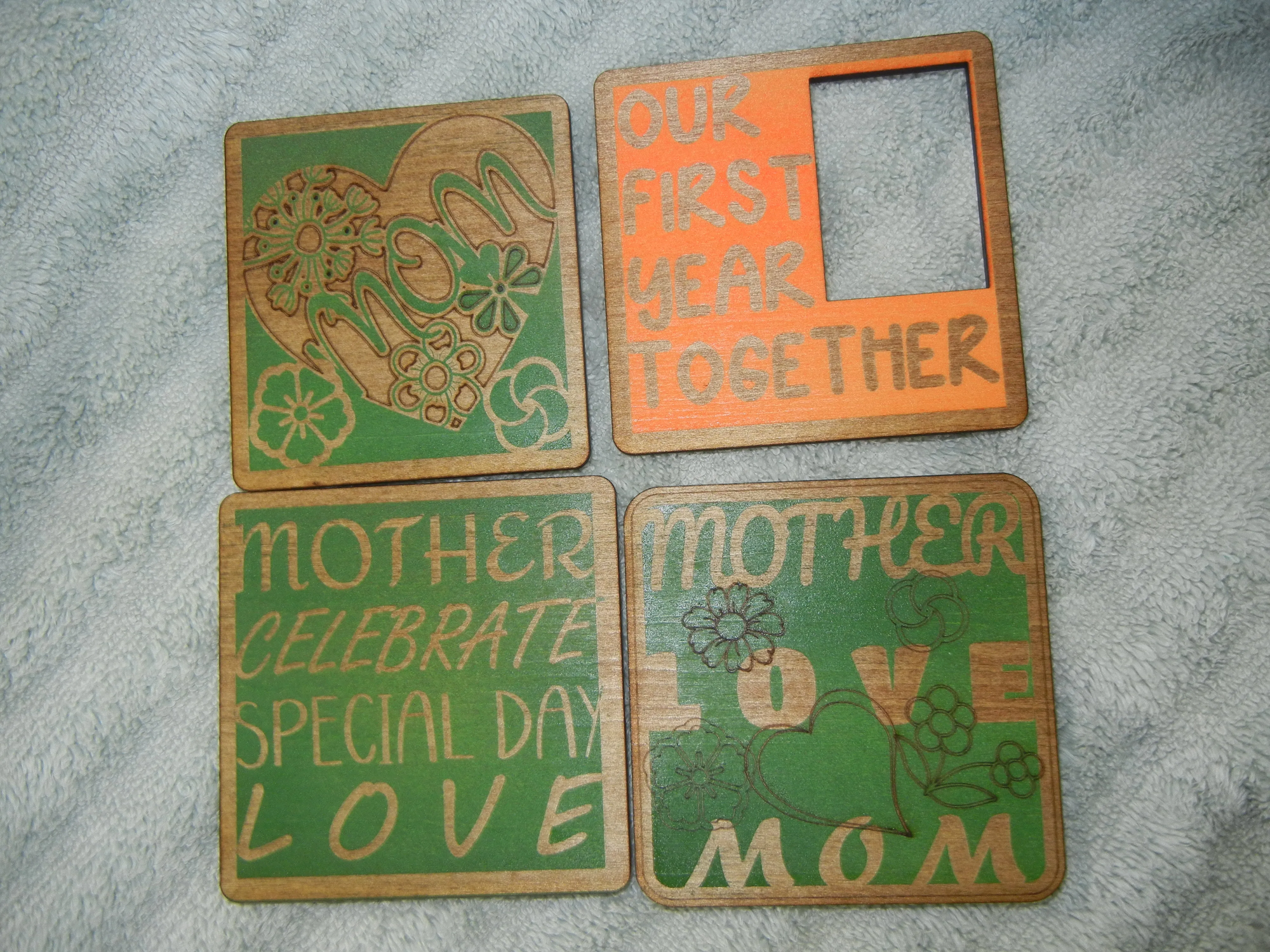 Mother's Day Wooden Coasters with Loving Messages mother's day gift design