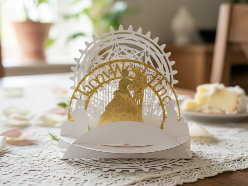 Wedding Couple Silhouette 3D Paper Sculpture Card wedding gift design