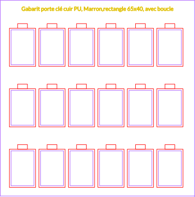 Gabarit porte clé cuir PU Marron avec boucle 65x40.xcs
