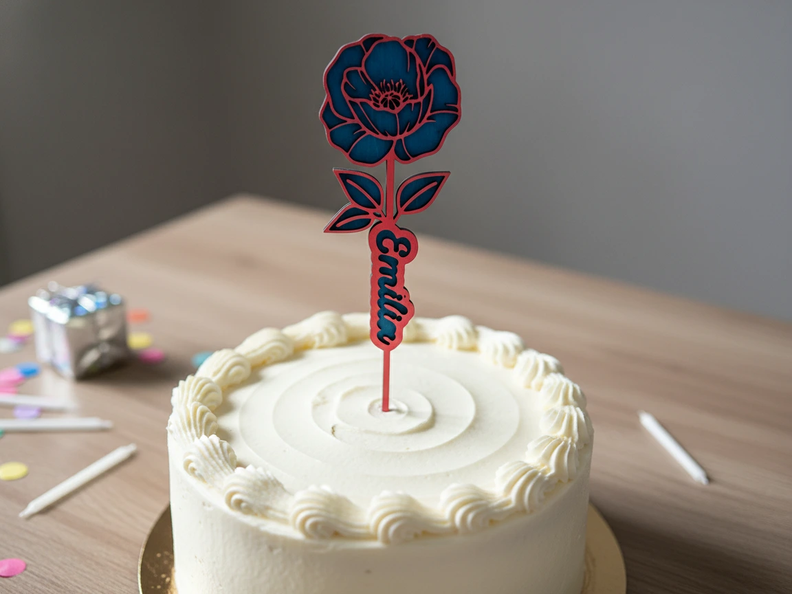 Personalized floral name cake topper