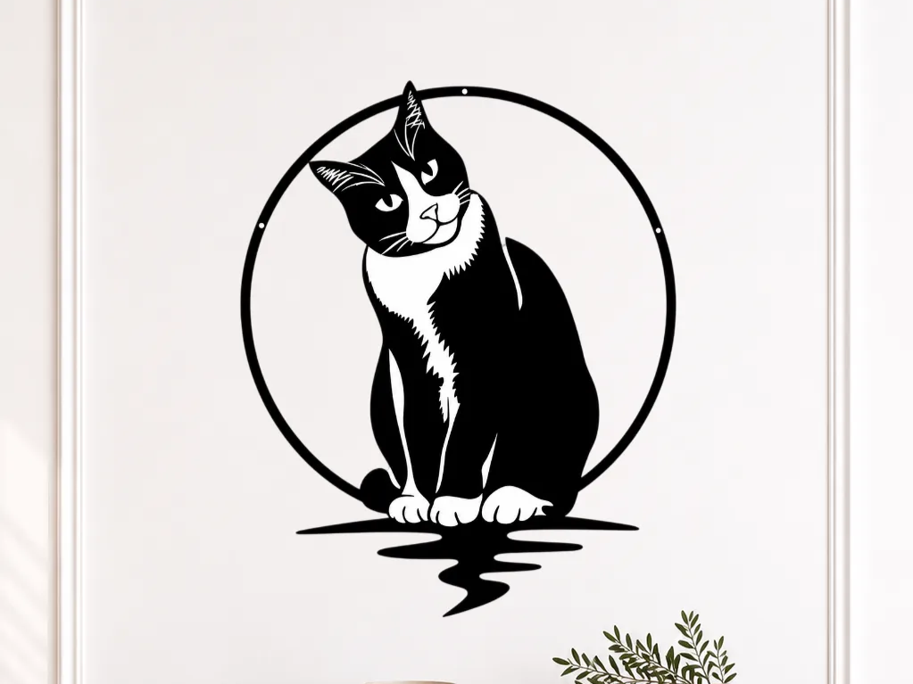Frackkatze im Kreis Tiersilhouette Wandkunst