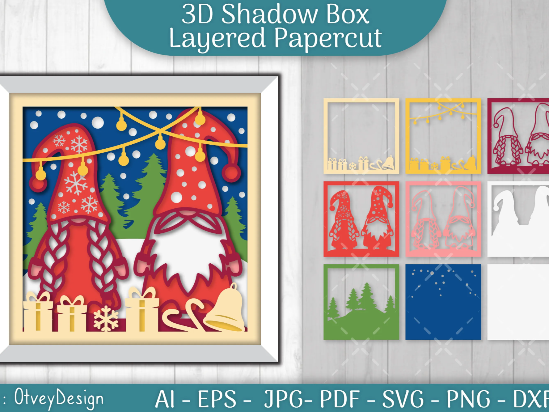 Christmas Gnome 3D Shadow Box shadow box design