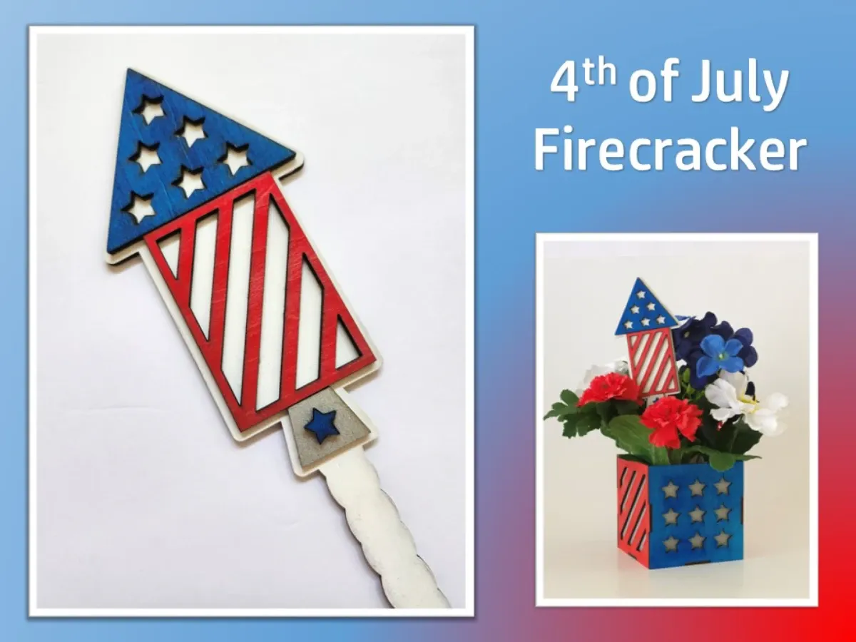 Fourth of July firecracker ornament in red white and blue
