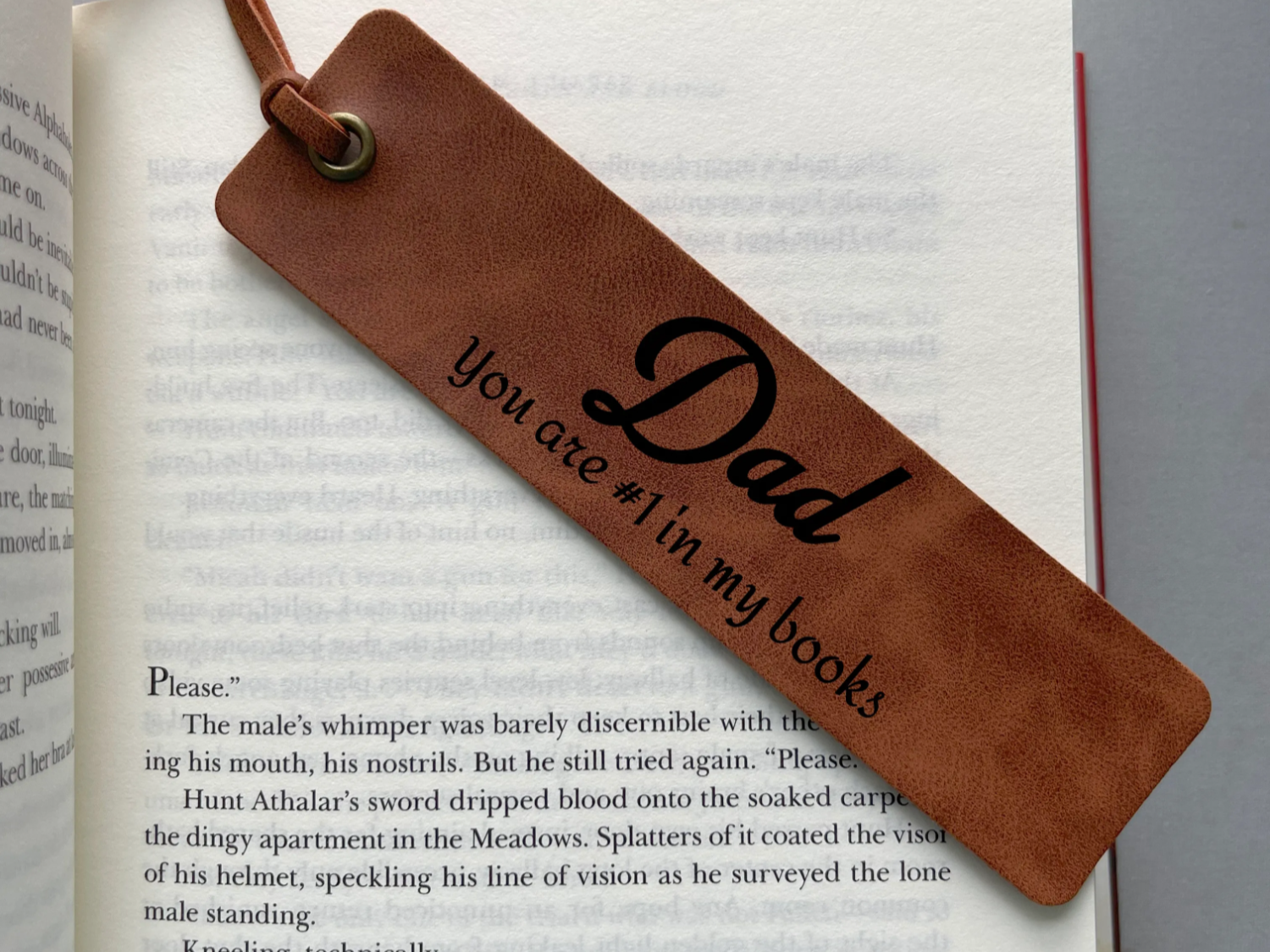 Leather Bookmark: "DAD, You Are #1 In My Books" father's day gift design