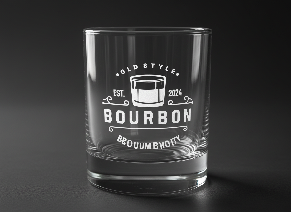 Engraved Bourbon Whiskey Glass with Old Style Design anniversary gift for him idea