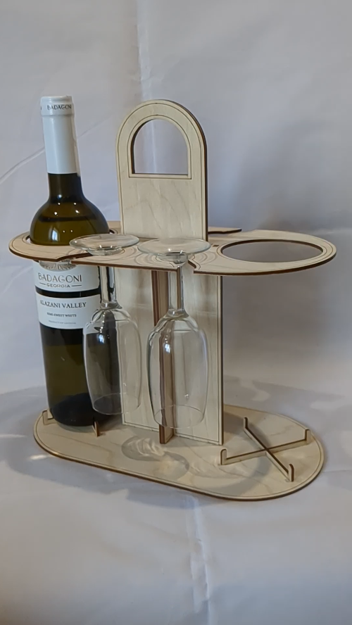 [Laser cut and engrave] Gift holder wine glasses, table wine box, laser cut design. Laser cutting pattern, laser craft, gift for couple. Cut model, party decor, holiday decor