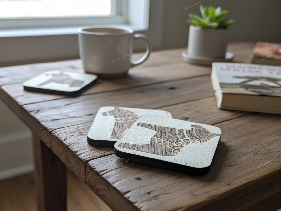 Dala horse folk art coaster design