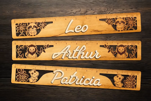 [Laser cut and engrave] SET OF 8 Personalized Animal-Themed Rulers