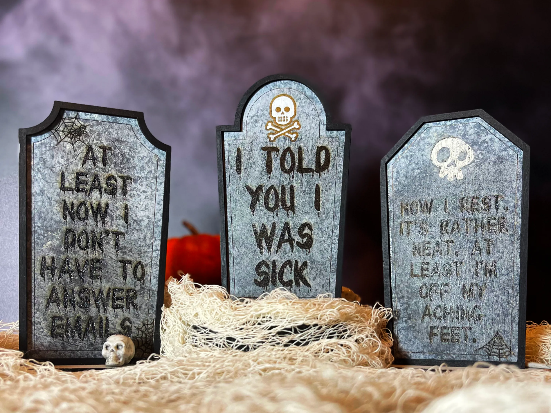 Décorations de pierres tombales Halloween aux épitaphes drôles, décoration d'Halloween pour extérieur découpée au laser