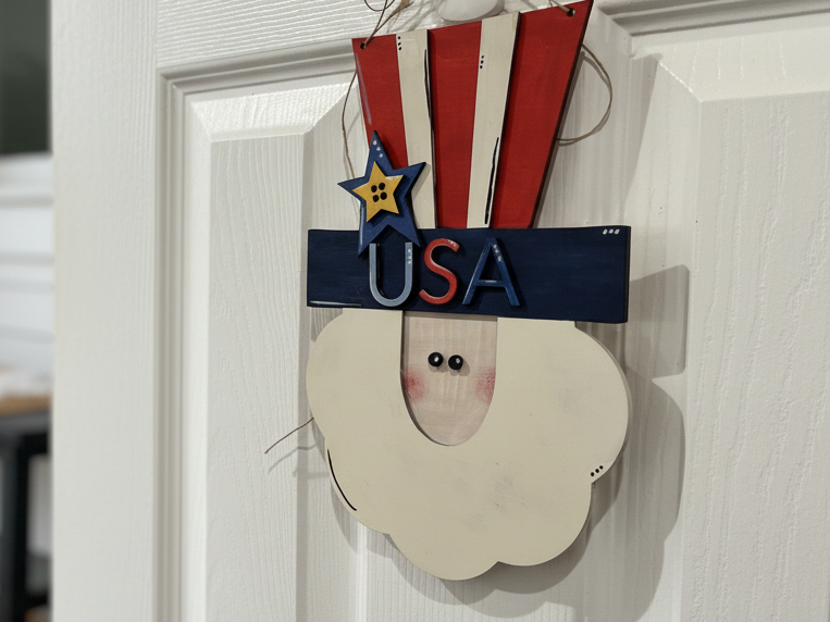 Patriotic Uncle Sam Wall Hanging with USA Text — free patriotic laser/print project file on Atomm