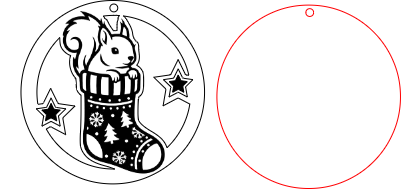 Squirrel in sock Christmas ornament wood.xcs