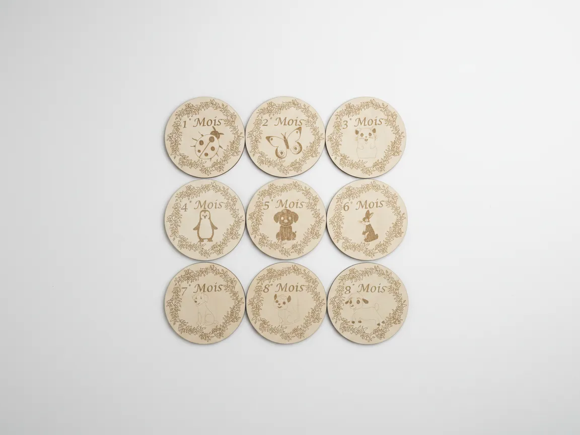 Pregnancy Stage Coaster Set with Monthly Animal Illustrations pregnancy gift idea