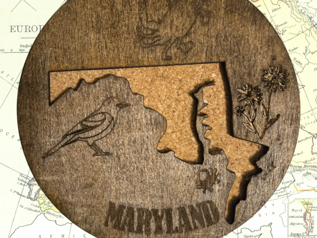 Maryland Cutout Wood Coaster