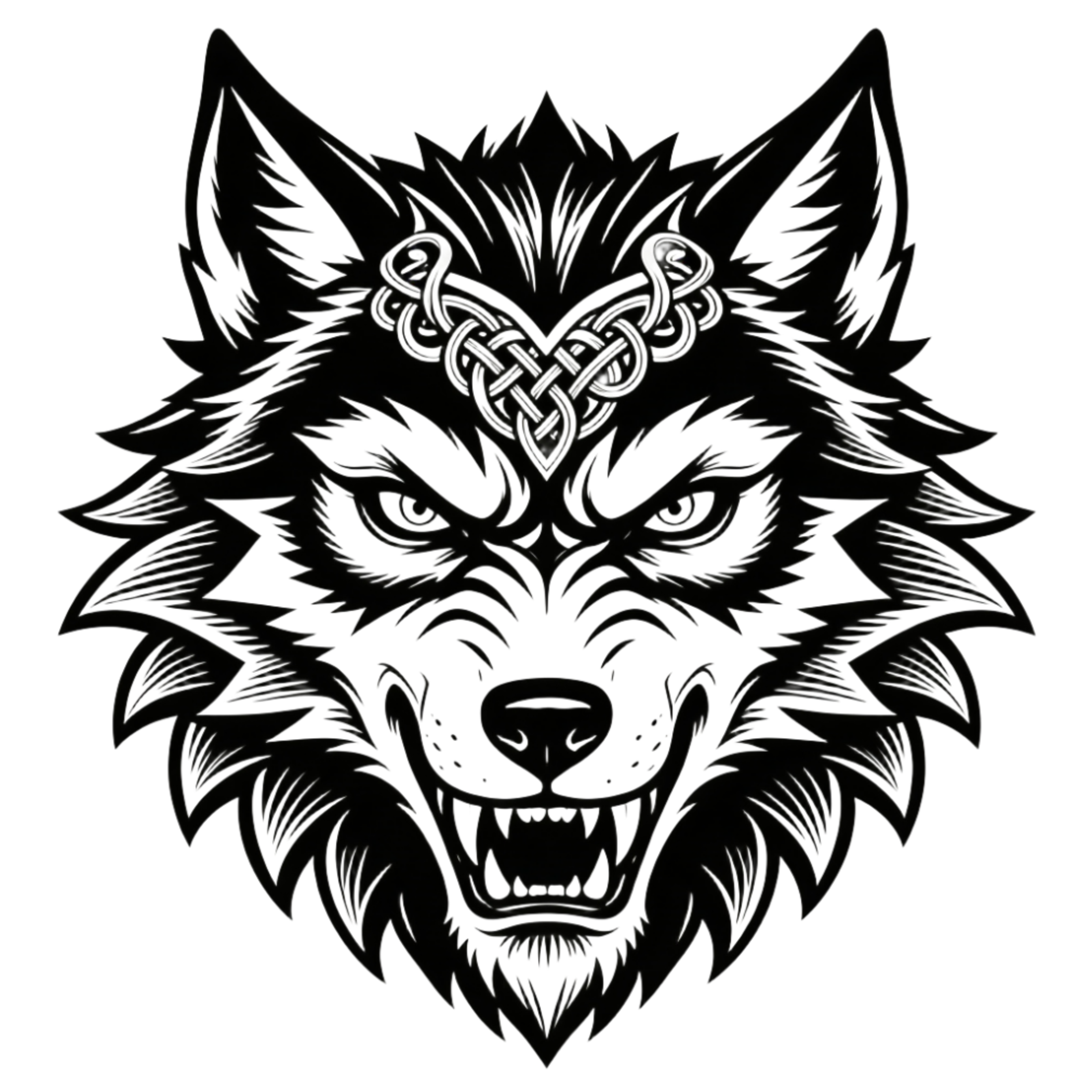 Whiskey Glass Featuring Intricate Celtic Wolf Head Illustration dad birthday gift idea