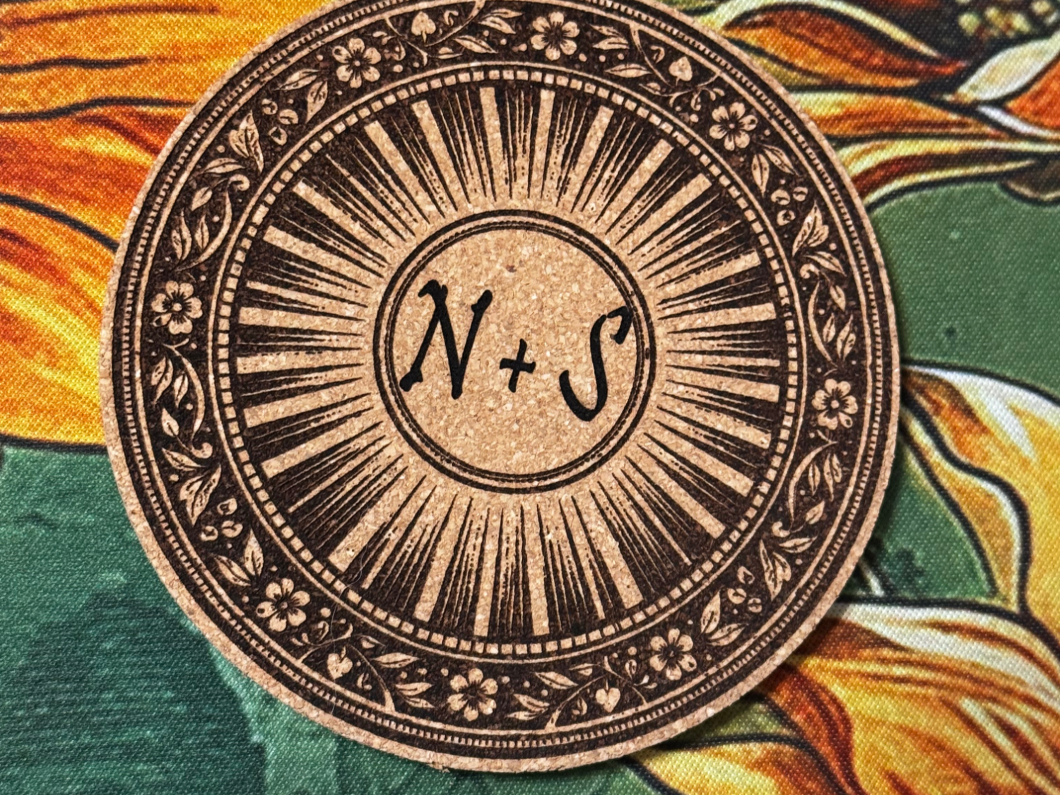 Vintage Floral Monogram Cork Coaster - real Atomm community coaster project