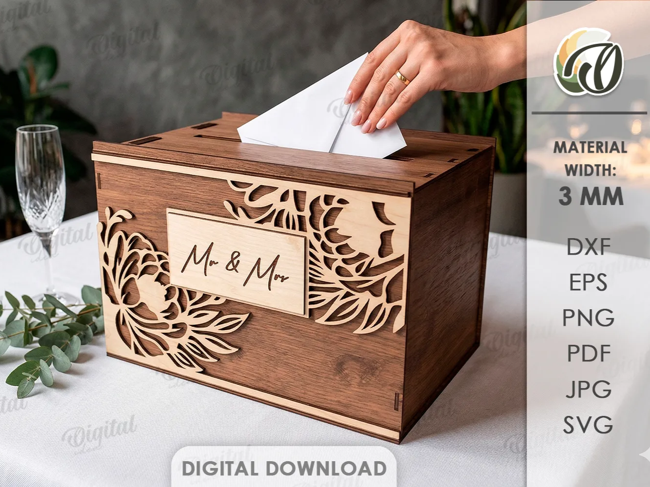 3D Wedding Card Box, Personalized Memory Box wedding gift design