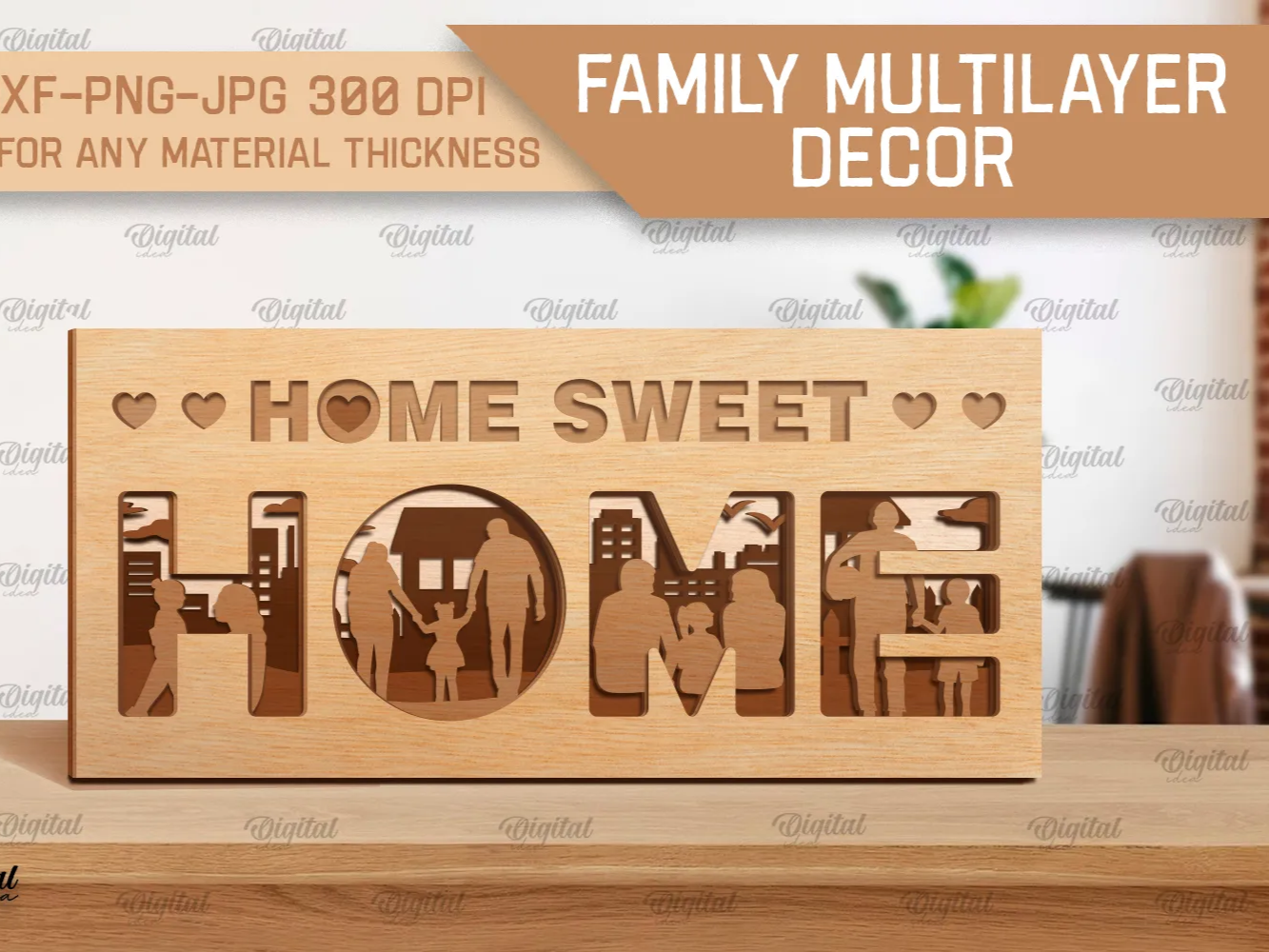 3D Family Multilayer Decor shadow box design