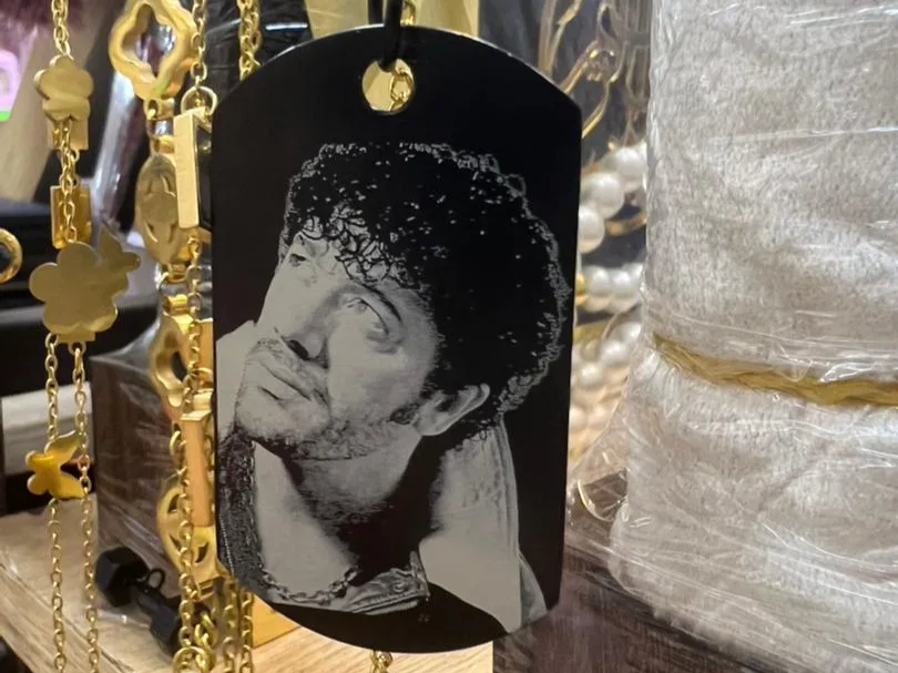 Engraved Photo Pendant on Black Anodized Aluminum personalized photo gift design