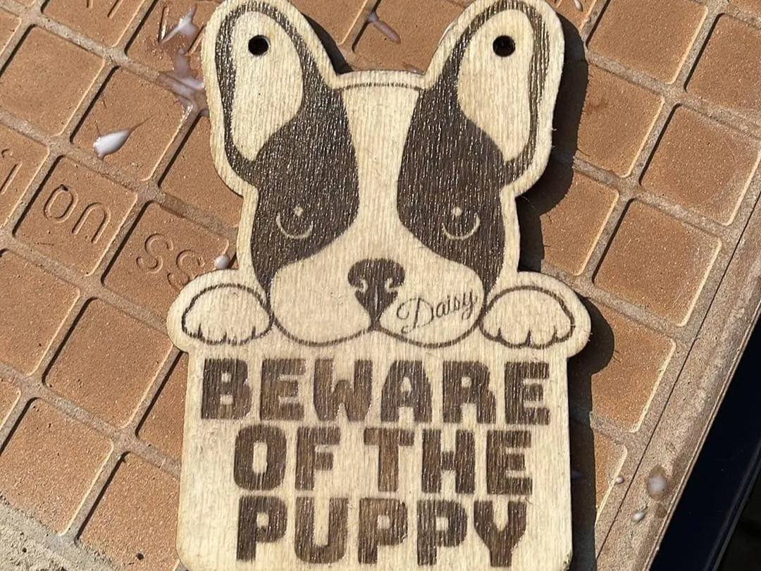 Beware of the Puppy Sign with Name pet name plate design