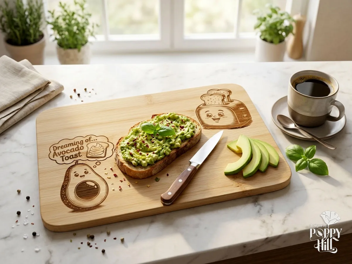 Bamboo Cutting Board for the Avocado Toast Lover cutting board design