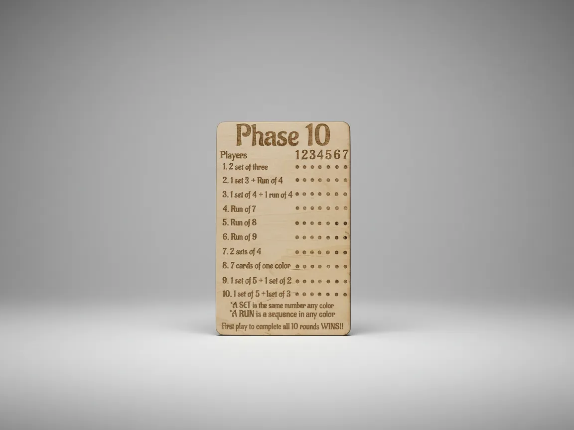 Phase 10 Card Game Scorekeeper Board gift design