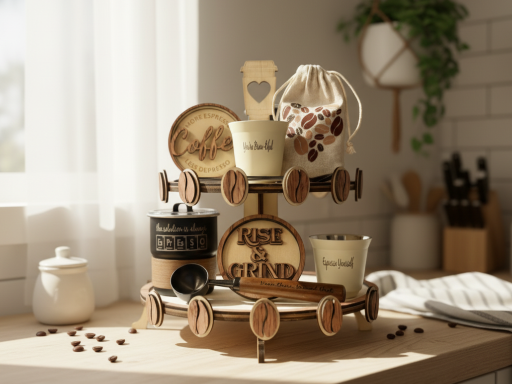 Decorative Tier Tray for a Coffee Bar gift design