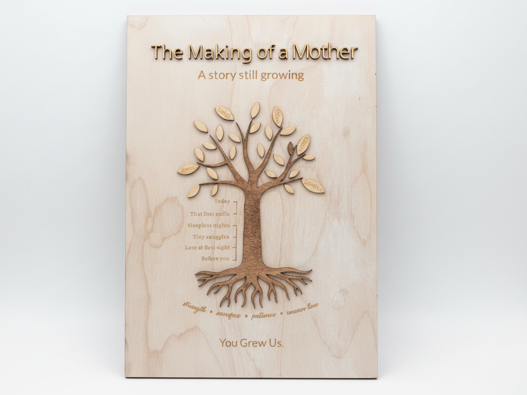 The Making of a Mother Wooden Wall Plaque with Family Tree Motif gift for mom idea