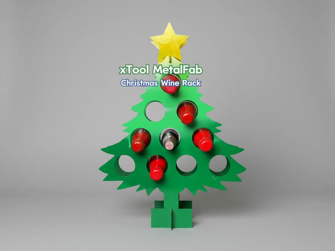 Botellero de metal con forma de árbol de Navidad y estrella en la punta, idea de regalo de vino