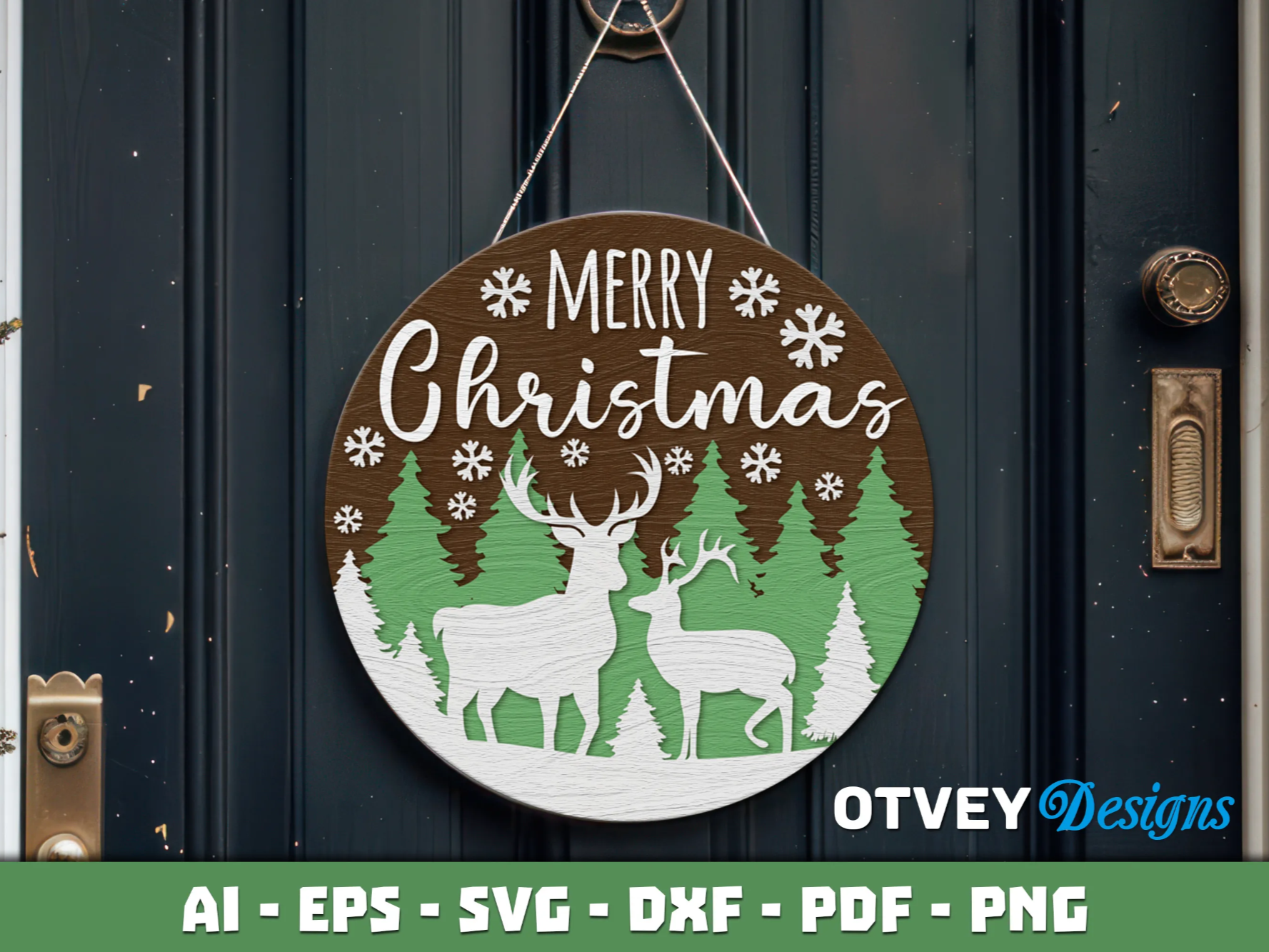 Laser cut and engrave | Merry Christmas Round Sign Door Hanger Lasercut ...