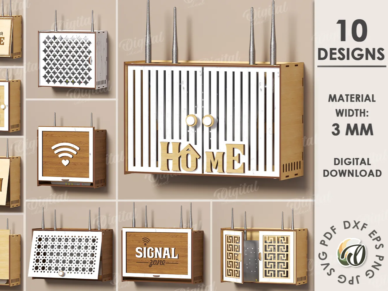 3D Wifi router storage box bundle. Wifi box laser cut. Home decor. Wall ...