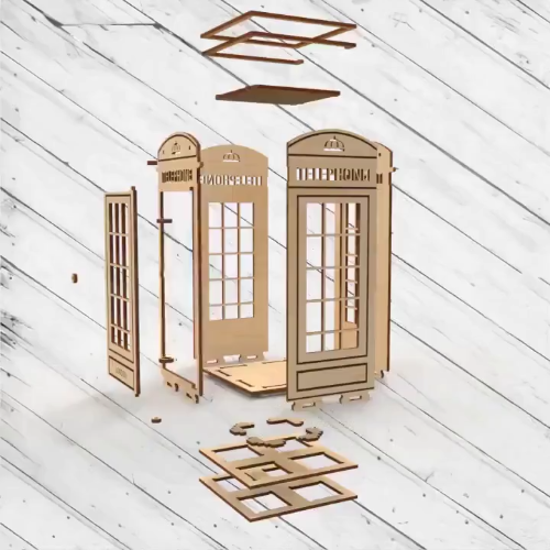 [Laser cut and engrave] Modell einer Londoner Telefonzelle 300 mm hoch