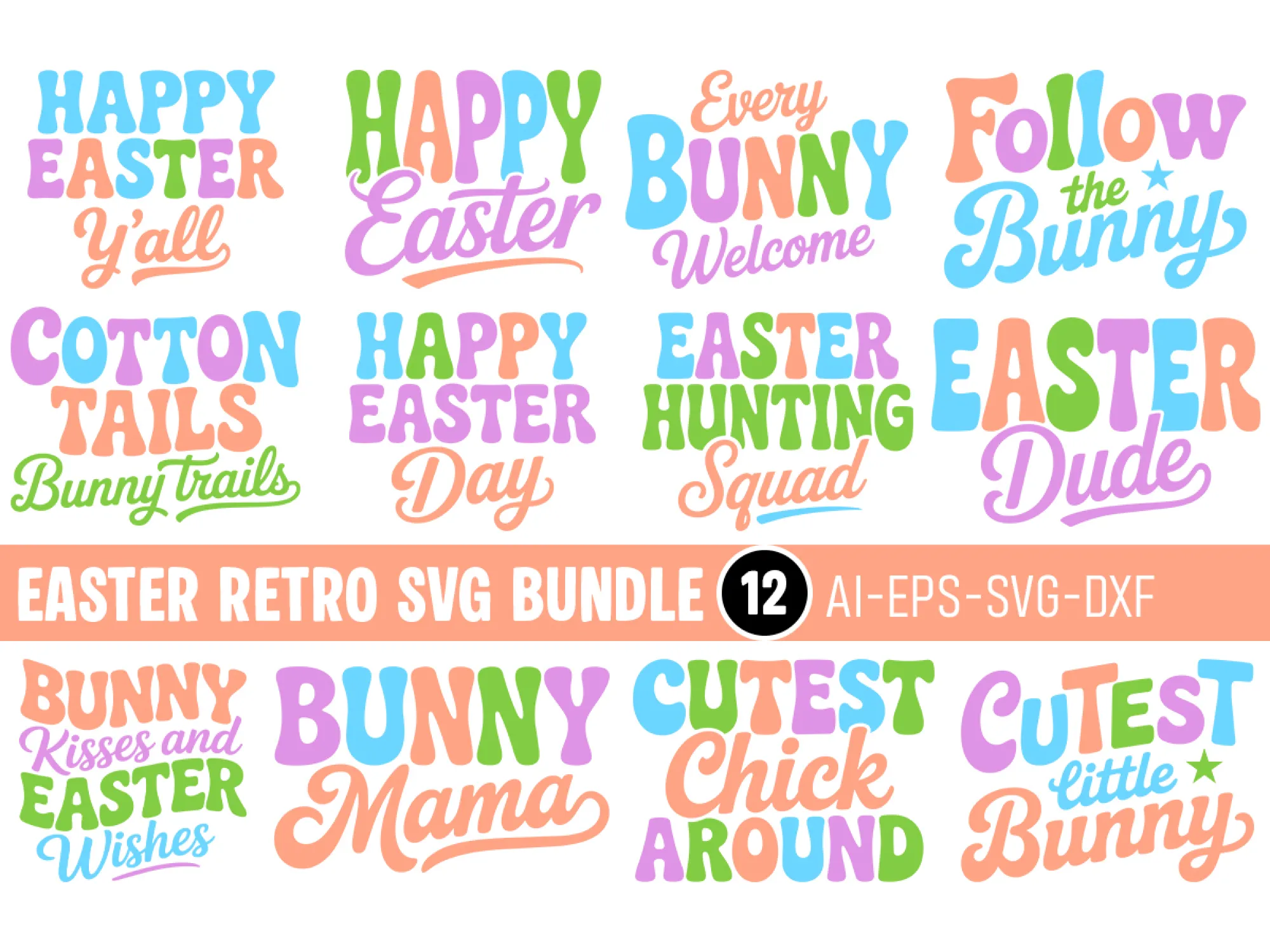 Easter Retro SVG Design Bundle | Ready to Use Files - Atomm