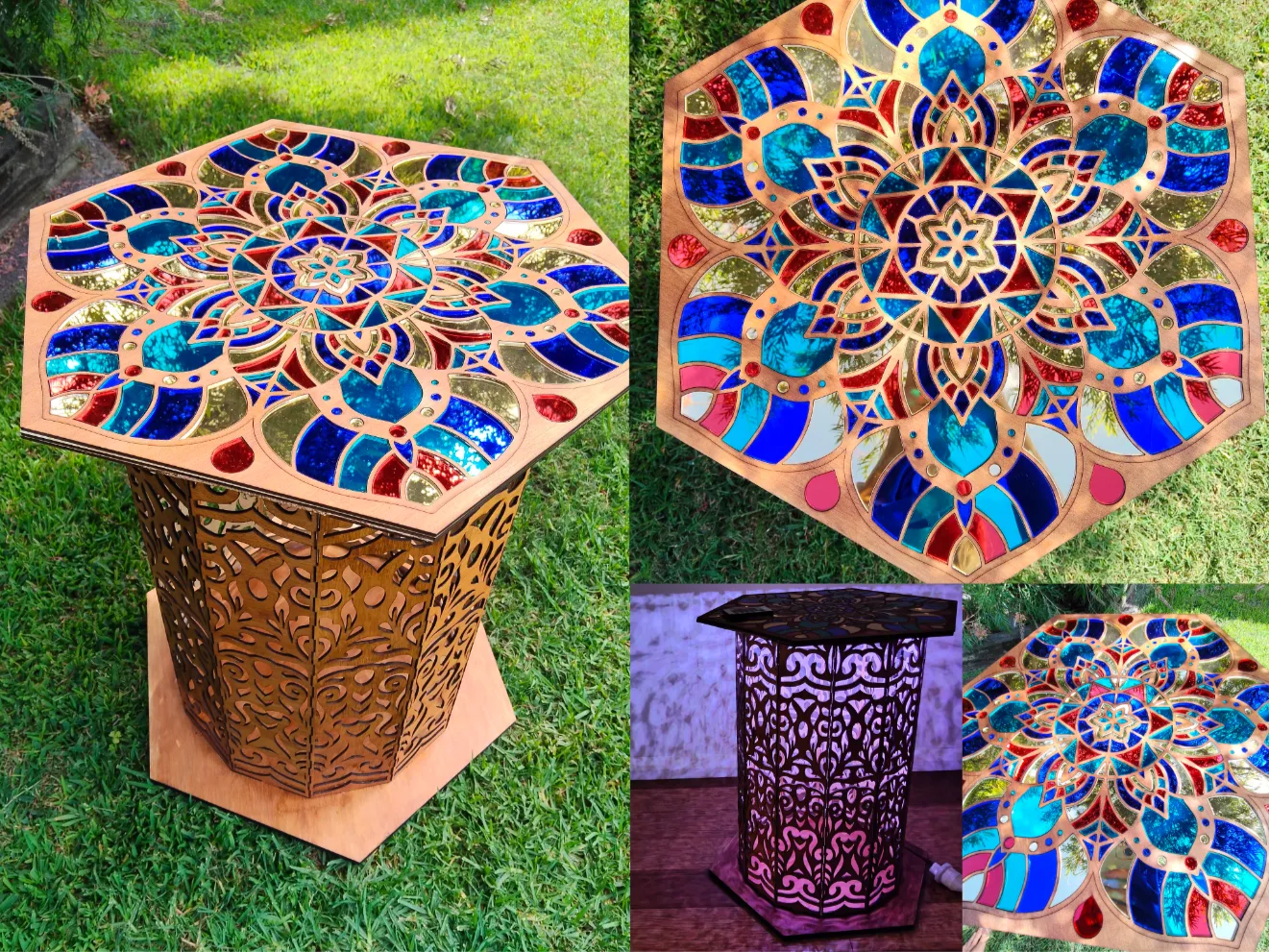 lasercut wooden mirror mandala table lantern | Ready to Use Files - Atomm